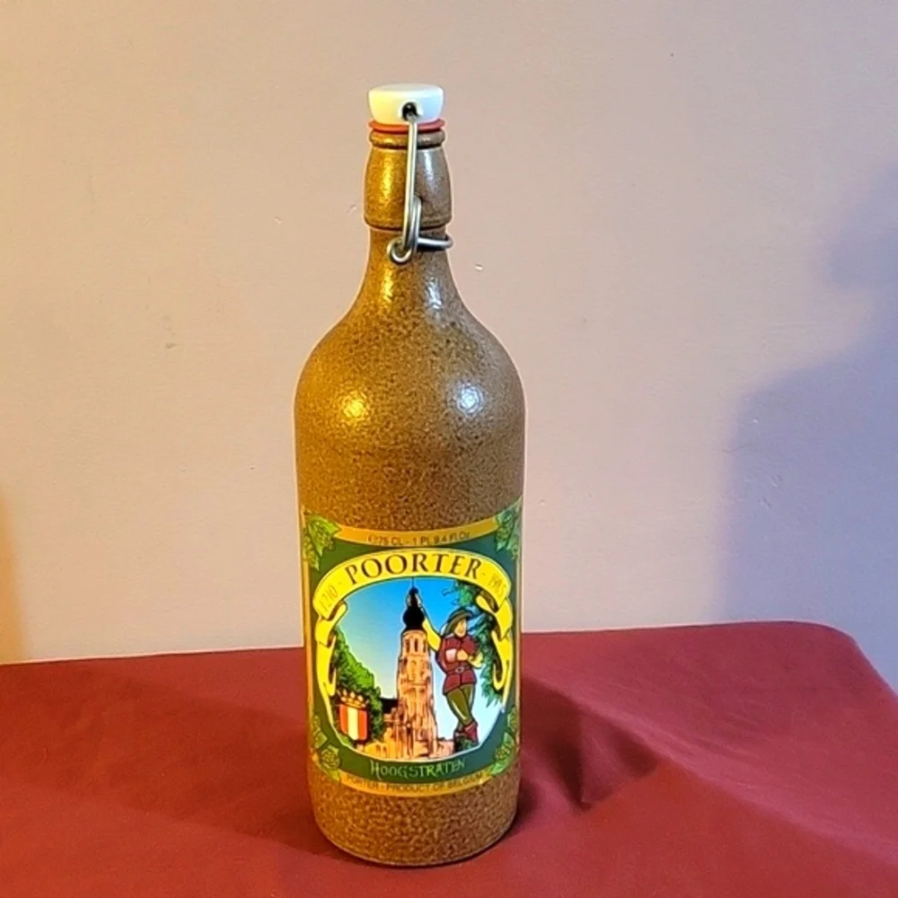 Poorter VTG Beer Bottle & Cap Hoogstraten 1 Pt 9.4 FI Oz Belgium Glazed 11 1/2